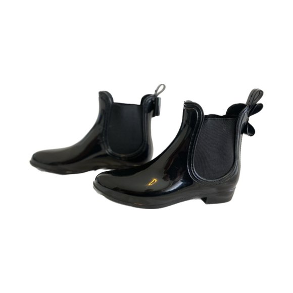 Never worn/New Catherine Maladrino Black Glossy Rain Booties - Picture 3 of 6
